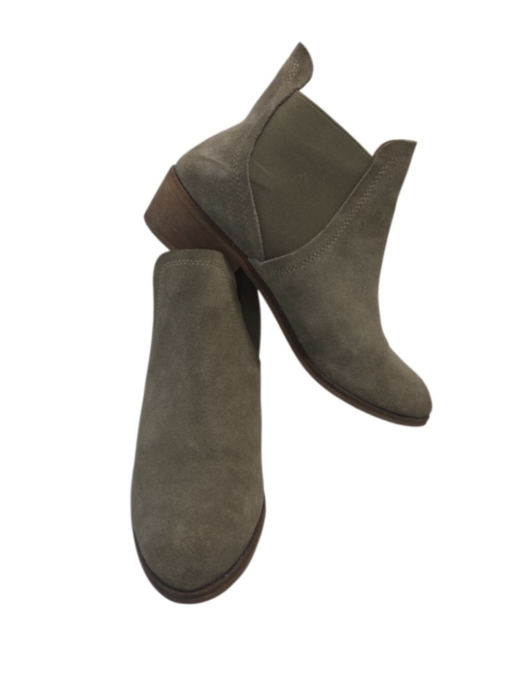 Splendid Light Olive Suede Leather Block Heel Chelsea Ankle Boots Size 8